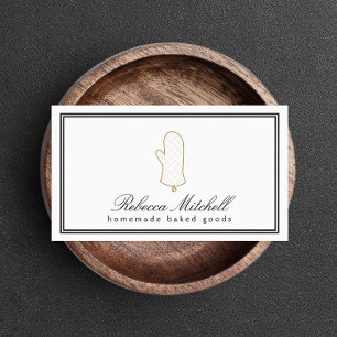 Elegante Oven Mitt Logo voor Bakkerij, Gebakken Go Visitekaartje