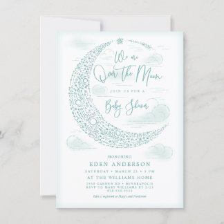 Elegante Over de Maan Baby Shower Geslacht Neutraa Kaart