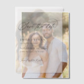 Elegante overlay foto bruiloft Bewaar de datum Vellum Uitnodigingen (Offset (Koppel))