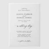 Elegante overlay zwart-wit bruiloft vellum uitnodigingen (Voorkant)