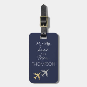 Elegante paar namen op Deep Blue Air Travel Bagagelabel