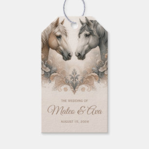 Elegante paarden bruiloft cadeaulabel