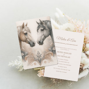 Elegante paarden bruiloft uitnodiging