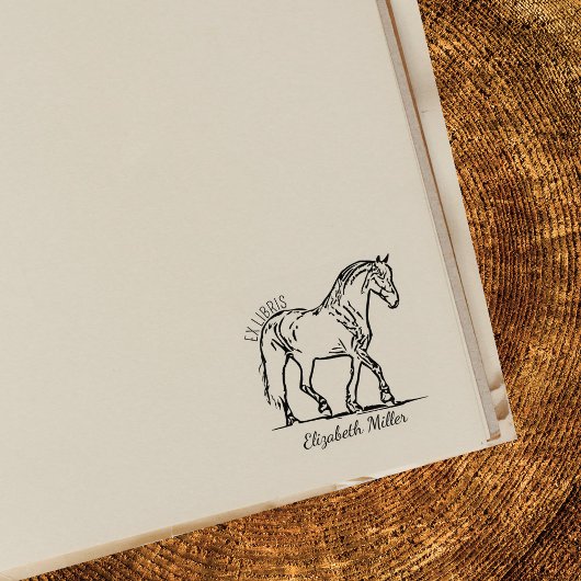 Elegante paardenboekenplaat 	rubberstempel