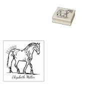 Elegante paardenboekenplaat 	rubberstempel (Gestempeld)