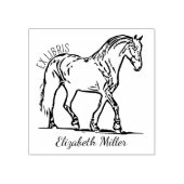 Elegante paardenboekenplaat 	rubberstempel (Afrduk)