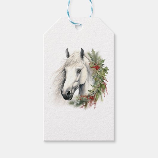 Elegante Paardenkerst Cadeaulabel (Voorkant)
