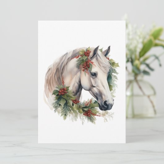 Elegante Paardenkerst Feestdagenkaart (Staand voorkant)