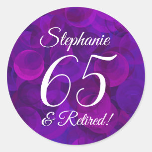 Elegante Paarse 65 en Gepensioneerde Pensioengunst Ronde Sticker