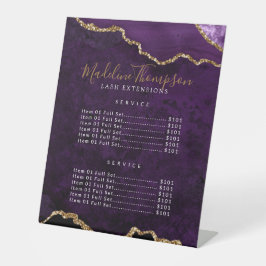 Elegante Paarse Agaat Geode Marble Services Prijs Reclamebord Met Voetstuk
