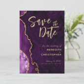 Elegante Paarse agaat Save the Date (Staand voorkant)