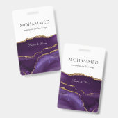 Elegante Paarse Agaat Script Custom Employee Badge (Front & Back)