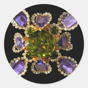 Elegante Paarse Amethyst Diamonds Emeralds Ronde Sticker