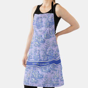 Elegante  paarse blauw toile de jouy bedrukt schort