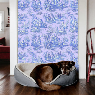 Elegante paarse blauw toile de jouy behang