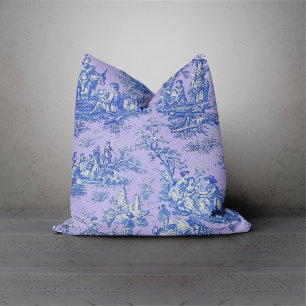 Elegante  paarse blauw toile de jouy kussen