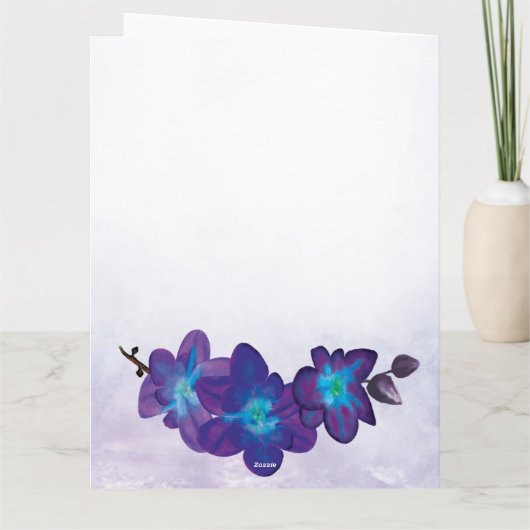 Elegante Paarse Blauwe Orchidee Bruiloft Dank u Bedankkaart (Achterkant)