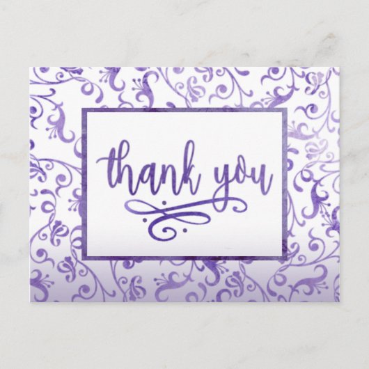 Elegante Paarse bloeit bruiloft Dank u Briefkaart (Voorkant)