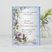 Elegante paarse bloem- en vlinderreactiekaart kaart (Staand voorkant)