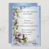 Elegante paarse bloem- en vlinderreactiekaart kaart (Voorkant / Achterkant)