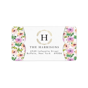 Elegante Paarse Bloemen Dalmatische Stippen gepers Etiket