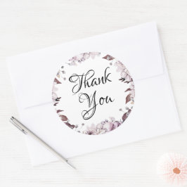 Elegante paarse bloemen dank u ronde sticker