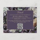 Elegante Paarse Bloemen Dark Moody Wedding Details Informatiekaartje (Voorkant)