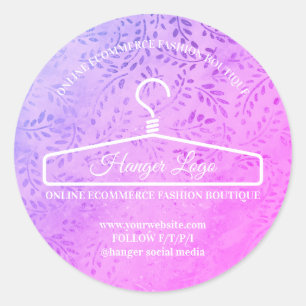Elegante Paarse Bloemen Mode Stylist Ronde Sticker