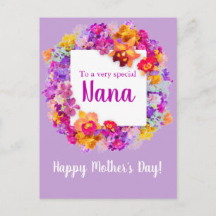 Elegante paarse bloemen Nana Moederdag Briefkaart
