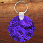 Elegante paarse bloemen rozen sleutelhanger (Voorkant)