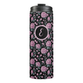 Elegante Paarse Bloemen Thermische Tumbler met Ini Thermosbeker