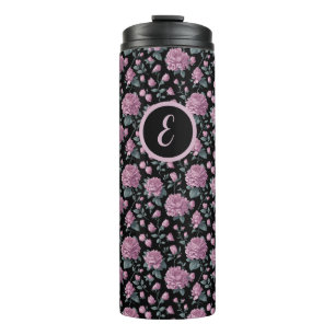 Elegante Paarse Bloemen Thermische Tumbler met Ini Thermosbeker