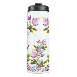 Elegante Paarse bloemen Thermosbeker