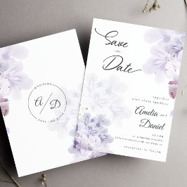 Elegante paarse bloemen trouwen Save the Date Kaart