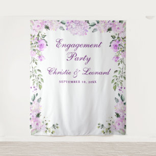 Elegante paarse bloemen verlovingsfeest wandkleed