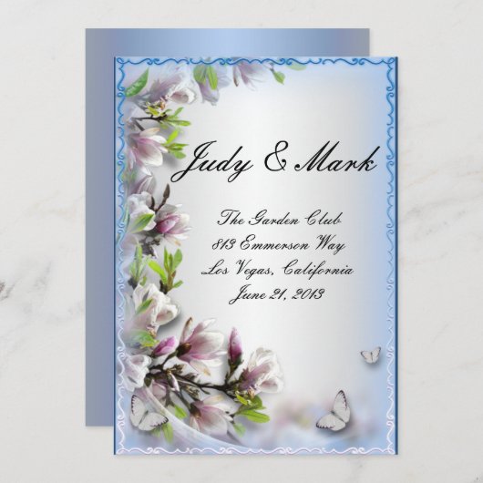 Elegante Paarse Bloemen Vlinder Bruiloft Menu Kaar (Voorkant / Achterkant)