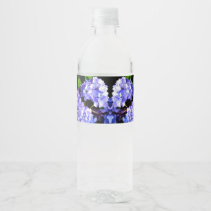 Elegante paarse bloemenblauwe paarse hortensia's waterfles etiket