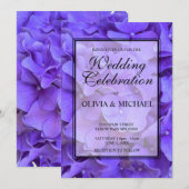 Elegante paarse bloemenhortensia bruiloft kaart (Voorkant / Achterkant)