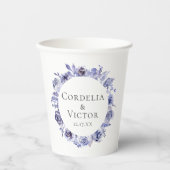 Elegante Paarse Bloemenkrans bruiloft Custom Papieren Bekers (Voorkant)