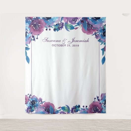 Elegante paarse bloemige fotohoud-backdrop voor br wandkleed (Voorkant)