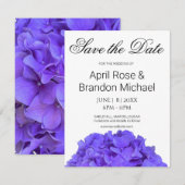 Elegante paarse bloemige lavendel lila hortensia's save the date (Voorkant / Achterkant)