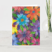 Elegante paarse bloemige watercolor wenskaart