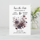 Elegante Paarse blos bloemenbruiloft Save The Date (Staand voorkant)