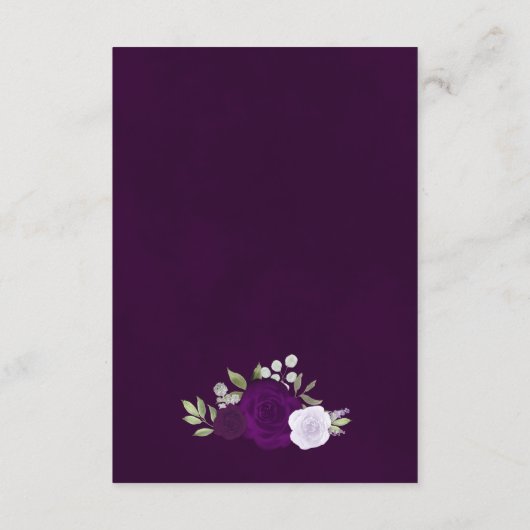 Elegante Paarse Boho Rozen bruiloft details QR cod Informatiekaartje (Achterkant)