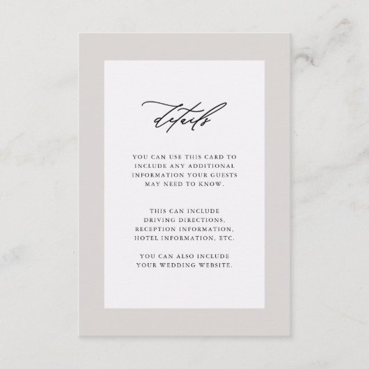 Elegante Paarse bruiloft gastendetails Informatiekaartje (Voorkant)