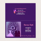 Elegante Paarse Bruiloft Party Planner Visitekaartjes (Buitenkant ongevouwen)