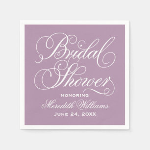 Elegante Paarse Calligrafie Trouw Bruidsbruiloft Servet