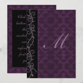 Elegante Paarse Damask bruiloft Kaart (Voorkant / Achterkant)
