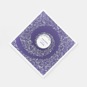 Elegante Paarse Damask bruiloft Servet