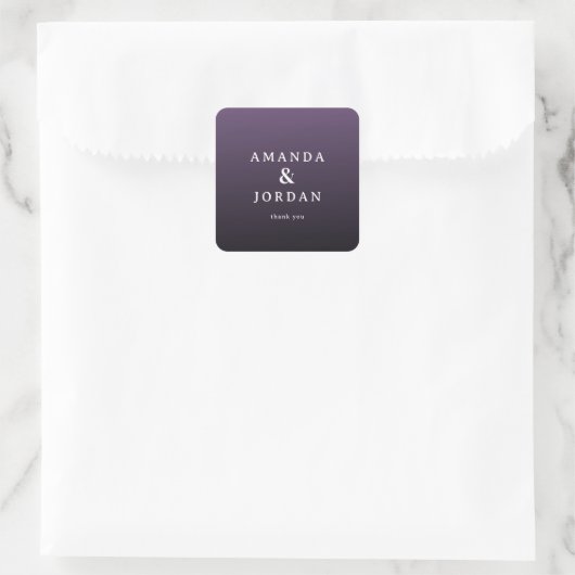 Elegante Paarse Dankkaart Vierkante Sticker (Tas)